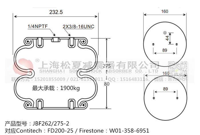 JBF262/275-2橡膠<a href='http://0775daolang.com/' target='_blank'><u>空氣彈簧</u></a>
