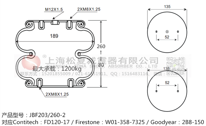 JBF203/260-2橡膠<a href='http://0775daolang.com/' target='_blank'><u>空氣彈簧</u></a>